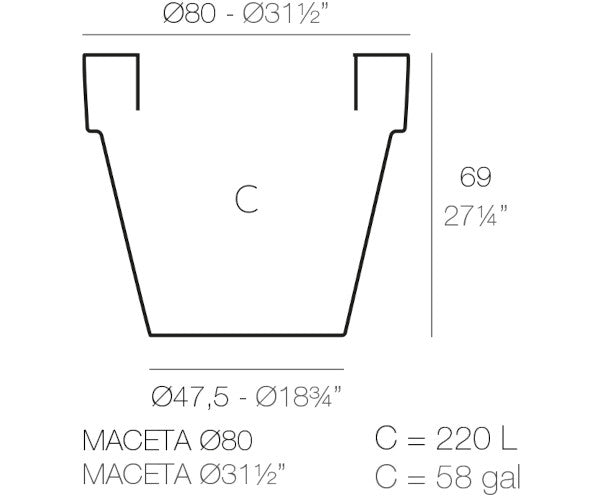 Vondom Maceta krukke - 80x69 - taupe