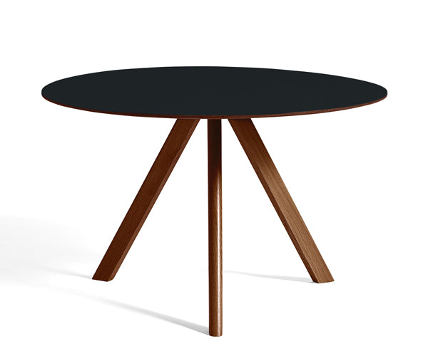 HAY CPH20 Round Table - Ø120cm - Valnød - Mørk Grå Linolium Top