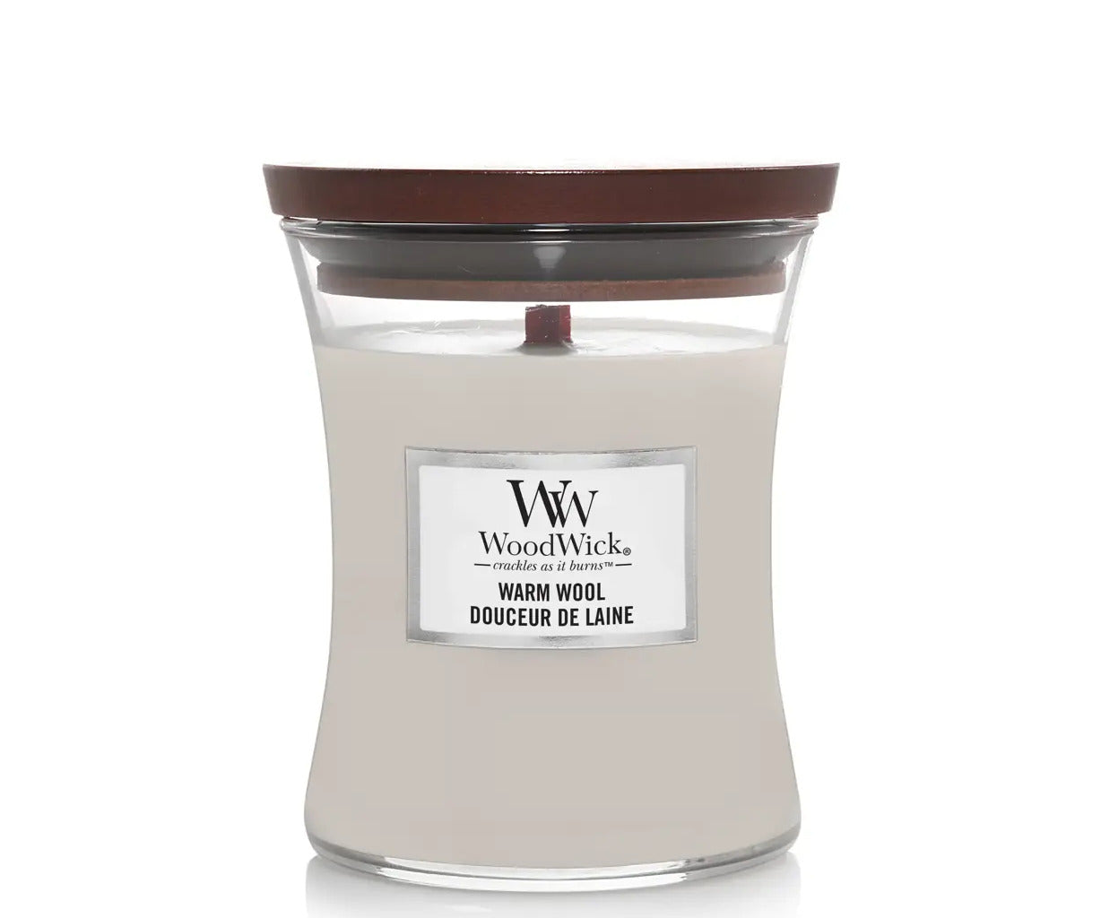 Woodwick Medium Hourglass duftlys - warm wool